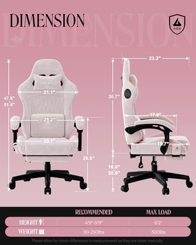 GTPLAYER Gaming Chair, Comfort Computer Office Chair for Adults, Pink - Image 2