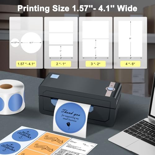 JADENS Bluetooth Thermal Shipping Label Printer, Wireless 4x6 Label Printer - Image 5