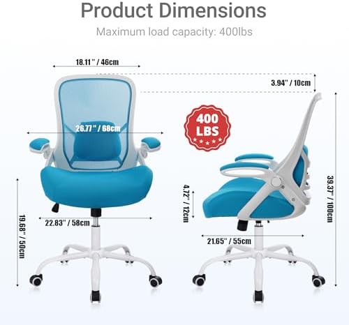 HYLONE 400lbs Heavy Duty Office Chair, Computer Desk Chair Blue - Image 3