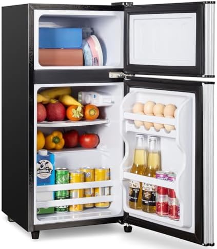 3.2 Cu.Ft Mini Fridge with Freezer, 7-Level Cooling Small Refrigerator by CucinaMagica