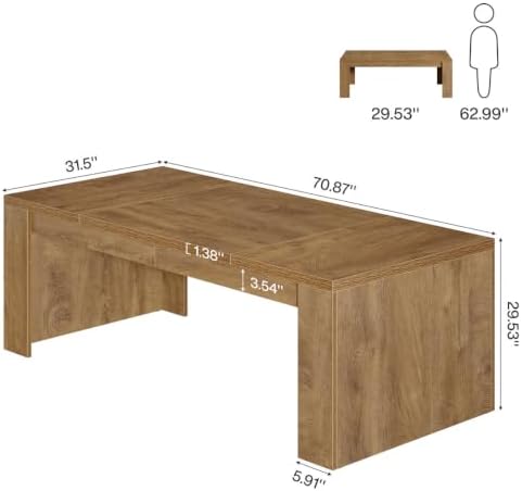 Tribesigns 70.9-Inch Executive Desk with Double Pedestal Legs - Image 2