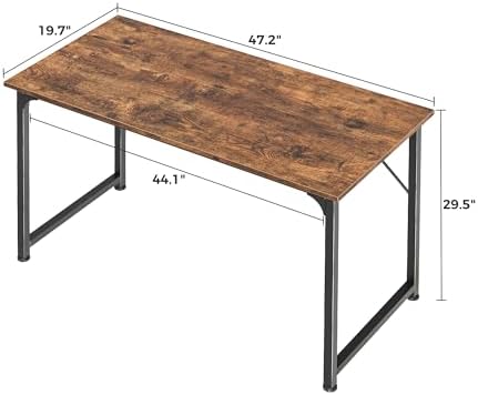 Huuger Computer Desk, 48 Inch Office Desk, Gaming Desk with Storage, Writing Desk Work Desk for Home Office, Study, Modern Simple Desk, Large Legroom, Metal Frame, Rustic Brown - Image 3