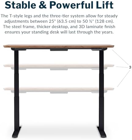 Vari Classic Electric Standing Desk – 60x30 – Walnut/Black - Image 4