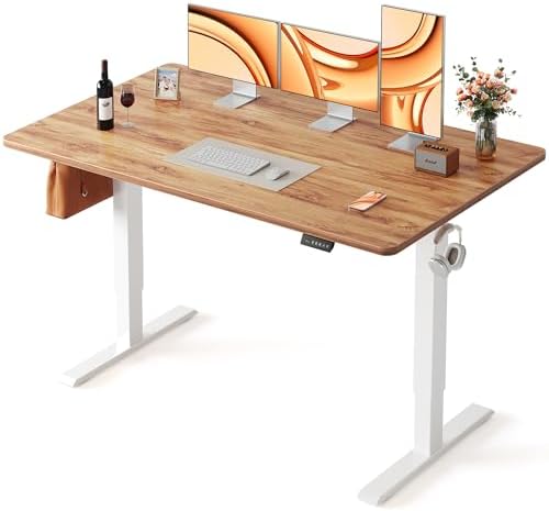 FEZIBO Standing Desk 55 × 28 Inch Electric Height Adjustable, Light Rustic by FEZIBO