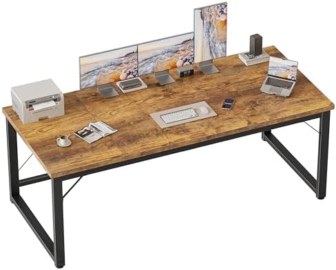 Mericonia 63 Inch Computer Desk, 1" Thick Large Office Table, Brown by MERICONIA