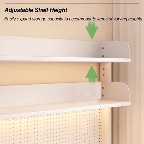 Desktop Bookshelf Organizer, Desktop Bookshelf Adjustable Hutch,Countertop Desk Hutch with Pegboard and Accessories,Storage Organizer Display Rack for Home Office Dorm(White 2,L60xh63cm/23.6x24.8'') - Image 5