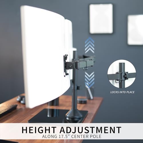 VIVO Freestanding Dual Ultrawide Monitor Stand with Sleek Glass Base and Adjustable Arms, 2 Screens up to 38 inches and 22 lbs Each, Black, STAND-V038FG - Image 6