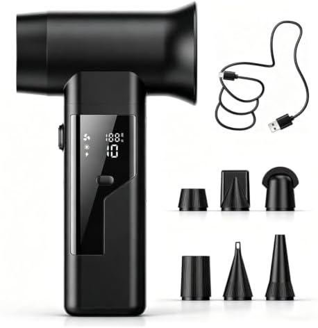 Compressed Air Duster 300000RPM Ultra-Powerful Electric Jet Fan, 8000mAh Rechargeable Air Duster, PD30W, LED Light, Electric Blower for Car Detailing & Gaming Equipment Cleaning by Unknown
