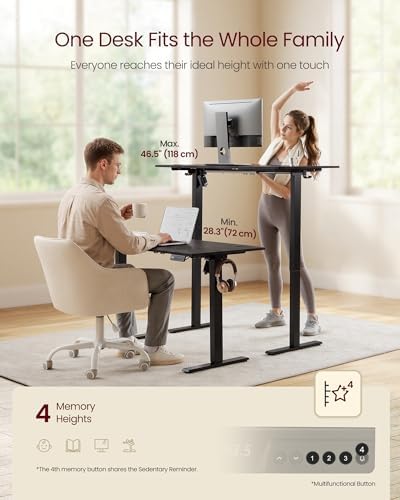 VASAGLE Electric Standing Desk, Height Adjustable, 55.1 x 27.6 Inches - Image 5