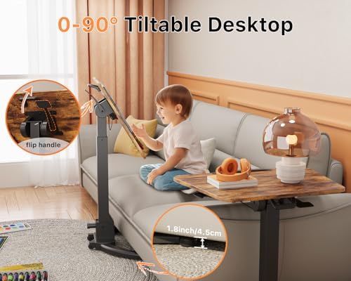 JOY worker Foldable Rolling Standing Desk, 90° Tilt Sit Stand Portable Desk - Image 6
