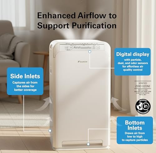 Daikin MCB50YSAU Room Air Purifier for Home, HEPA, Activated Carbon, Pre-Filter and UVC LED Light, Zero Ozone Product, CARB Certified, 10.5 x 10.5 x 19.5 in - Image 5