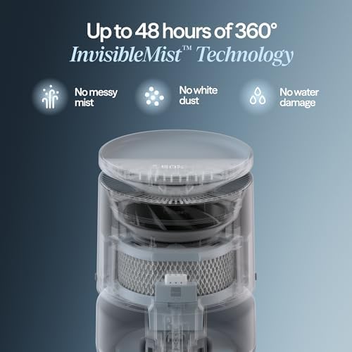 BLUEAIR 3.8L Top-Fill Humidifiers for Bedroom, 1 Gal, DreamWell H38i Grey - Image 4