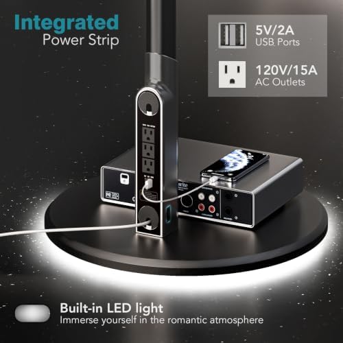 Floor Mobile TV Stand with Power Outlet, Rolling TV Cart for 27-70 Inch OLED LED Monitors, 6 Levels of Height Adjustment, Ambient Lighting on The Bottom Wheels Holds up to 88lbs, 400x400mm - Image 5