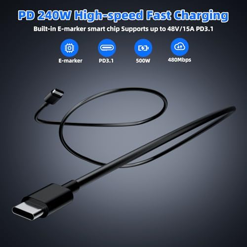 500W Fast Charging 8 Port USB C Charger Block with Nylon Fast Charging Cable, Multi-Device Charging Station Wall Desktop Charger with GaN Ⅲ Technology, USB-C Charger Adapter for MacBook/iPad/iPhone 17 - Image 3