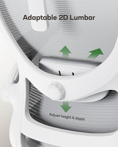 Marsail Ergonomic Office Chair: Office Computer Desk Chair with High Back Mesh and Adjustable Lumbar Support Rolling Work Swivel Task Chairs with Wheel 3D Armrests and Headrest - Image 4