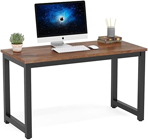 Tribesigns Modern Simple Computer Desk, 47 inch Vintage Office Desk Computer Table, Study Writing Study Desk Workstation for Home Office, Rustic Brown by Tribesigns