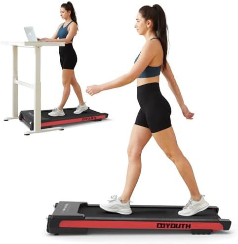 GOYOUTH Walking Pad Treadmill, Under Desk Treadmill for Home Office, Wide Belt Compact Treadmills 300 lbs Capacity, 2.25HP Shock-Absorbing Walking Jogging Running Machine Remote Included by GOYOUTH