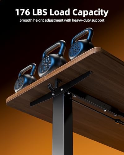 TIQLAB Electric Standing Desk, 47 * 24 Inches Adjustable Height Stand up Desk,Sit Stand Home Office Table with Splice Board, Black Walnut - Image 5
