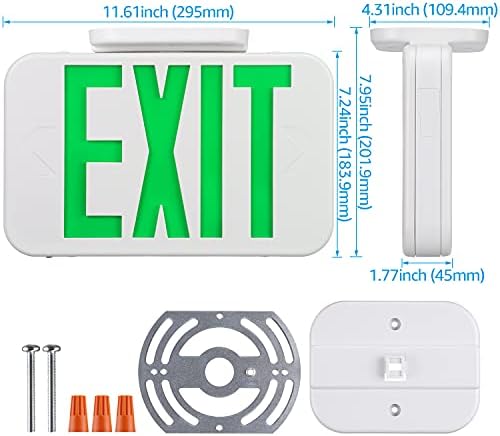 TORCHSTAR 4-Pack Green Letter LED Exit Sign with Battery Backup, White - Image 6