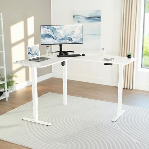 VIVO White 63 x 55 in Corner Standing Desk, DESK-E3CTW - Image 2