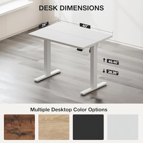 Acrolix 40x24 Electric Standing Desk with Cable Net, White - Image 3