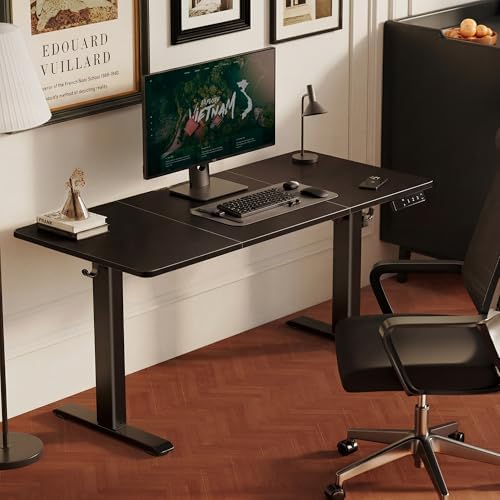 YDN Electric Standing Desk Adjustable Height, 63 x 24 Inches Sit Stand up Desk with Memory Presets & Cable Management, Home Office Desk for Office & Computer Workstation, Black Frame/Black Top - Image 2