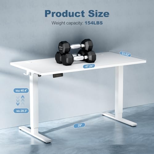 DUMOS 48 Inch Electric Standing Desk, Memory Adjustable Home Office Desk - Image 3
