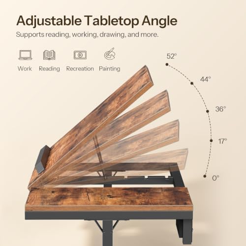 HOOBRO Height Adjustable Side Table with Charging Station, Rolling Desk - Image 5