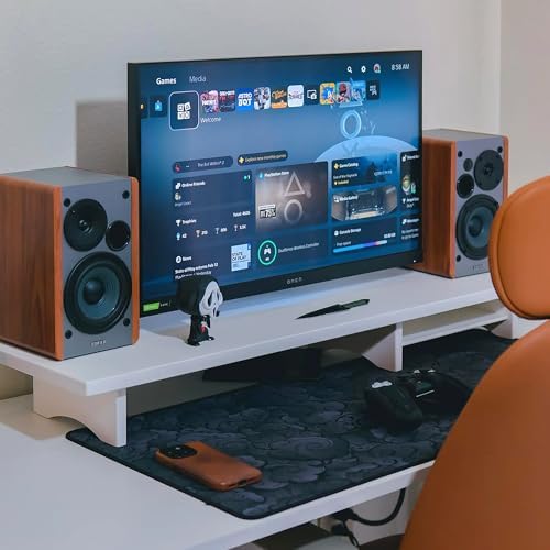Bamboo Dual Monitor Stand Riser, 2-Tier Desk Shelf with Storage - Image 4