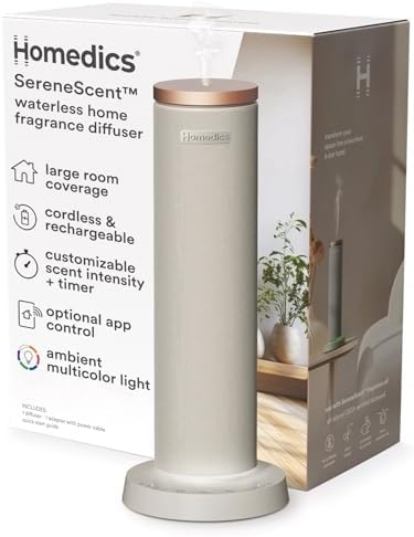 Homedics SereneScent Waterless Essential Oil Diffuser, Grey by Homedics