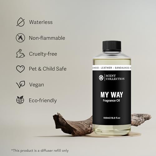 Luxury Hotel Scent My Way Diffuser Oil (500ml/16.9Fl oz) - Essential Aromatherapy for Large Room & Home - Premium Fragrance Oil Blend for Ultrasonic & Waterless Diffusers - Sandalwood, Cedarwood, Iris - Image 4
