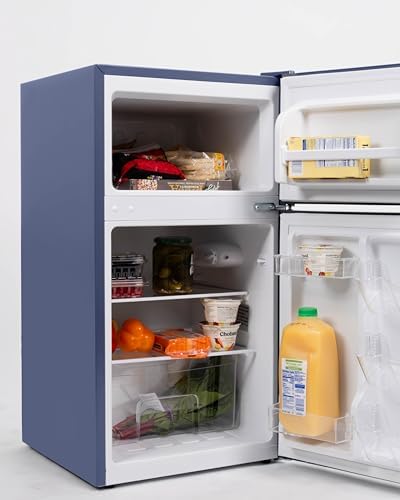 Frigidaire Compact Refrigerator with Top Freezer - 2 Door Fridge with 3.1 Cu Ft, Contemporary Series, Blue - Image 4