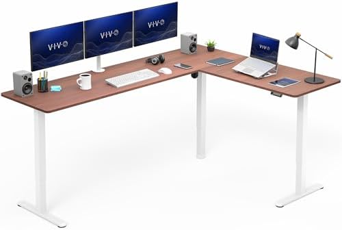 VIVO Dark Walnut 84 x 63 in Corner Standing Desk, DESK-E3CTWD-84 by VIVO