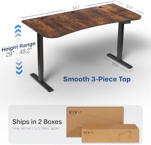 VIVO Rustic Vintage Brown 63 x 32 in Standing Desk, DESK-KIT-1B1N - Image 3