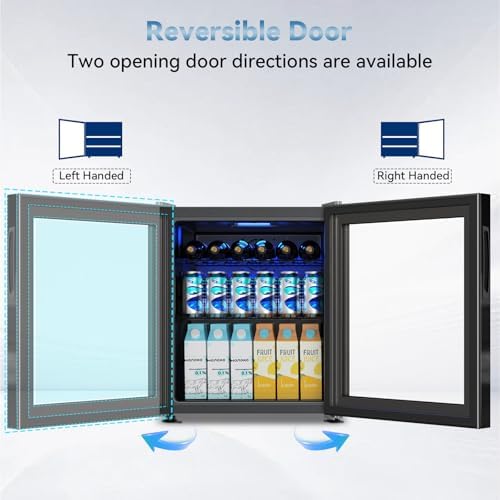 Velivi Mini Fridge with Glass Door-Small Fridge Desk Beverage Cooler for Beer Drinks 1.4 Cu.Ft Countertop Beverage Fridge with Adjustable Shelves, Led Light for Bedroom/Office/Dorm (Black) - Image 2