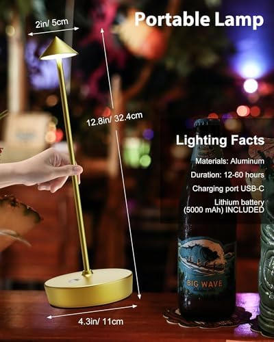 Cordless Table Lamps Rechargeable 6000mAh Battery Operated LED Desk Lamp - Image 4