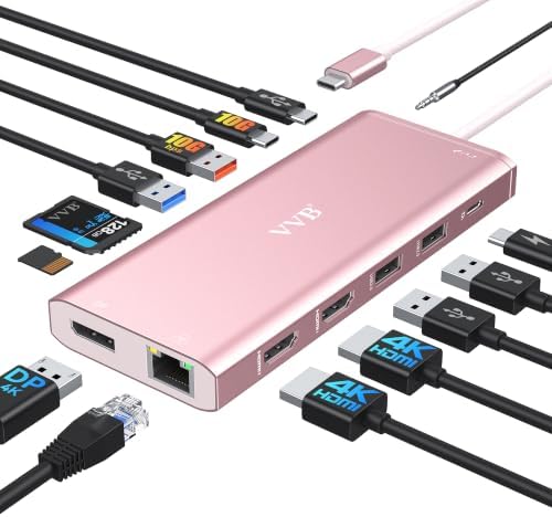 USB C Laptop Docking Station Dual Monitor HDMI USB C Hub Type C Dongle Dock by VVB