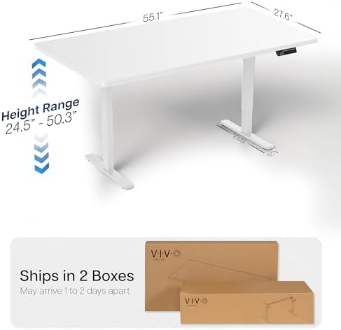 VIVO White 55 x 28 in Standing Desk, DESK-KIT-2W55W - Image 3