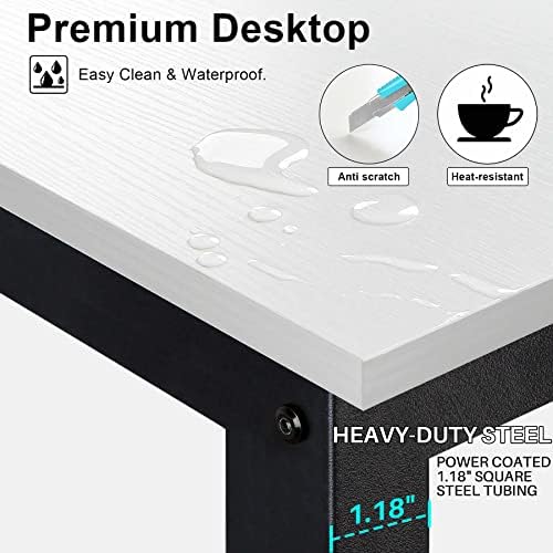 Aquzee Computer Desk with Shelves, 47" W x 23.6" D Gaming Desk with Hutch and Bookshelf, White Study Table for Bedroom Space Saving with 3 Tier Storage Shelf, Home Office Desk for Writing Work - Image 6