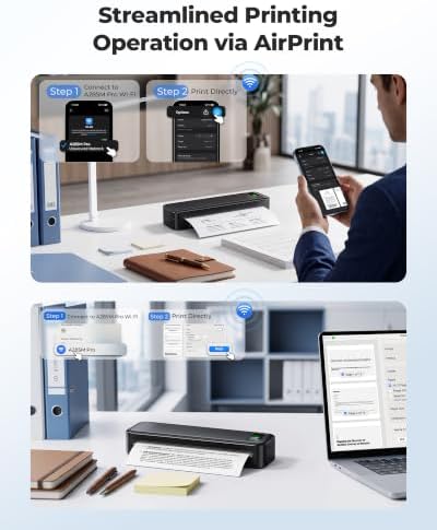 TATTMUSE AirPrint Wi-Fi Inkless Portable Printer for Travel, 8.5x11, Black - Image 5