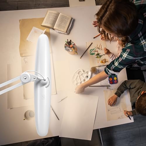20" LED Desk Lamp with Clamp, 24W CCT Adjustable Dimmable Nail Light for Desk, 120 LEDs Metal Swivel Arm Daylight for for Nail Tech Task Home Office Reading Architect Craft, White - Image 4