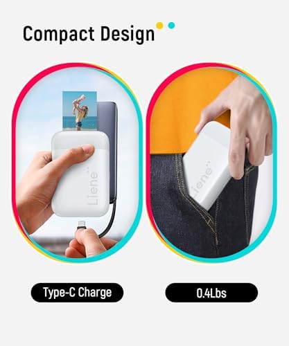 Liene Pearl K100 2x3” Photo Printer, Mini Picture Printer w/ 10 Zink Adhesive Paper, Bluetooth 5.2 Compatible w/iOS & Android, Portable Color Mono Instant Sticker Printer for iPhone, Smartphone, White - Image 2