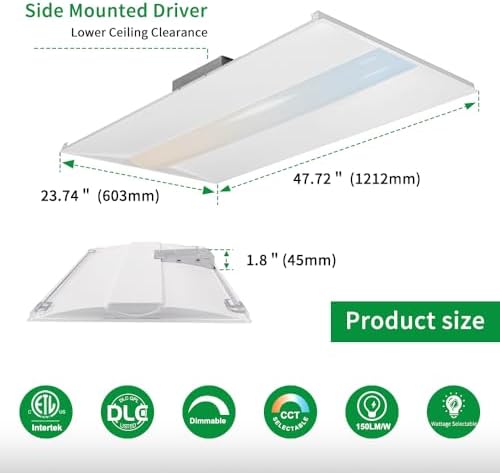 2x4 LED Troffer Light with Emergency Backup Battery, ETL 2PK - Image 3