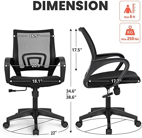 NEO CHAIR Office Computer Chair Ergonomic Mid-Back Desk Chair, Mesh Black - Image 3