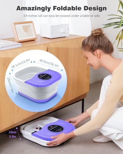 SPA4PIEDS Collapsible Heated Foot Spa Bath with Bubble, Foot Soaking Tub Featuring 8 Shiatsu Rollers, Pumice Stone and Built-in Timer for Mom, Dad and Foot Relaxation (Purple) - Image 7