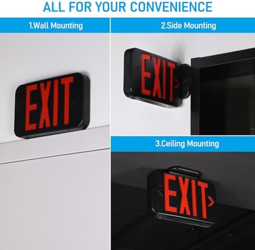 TORCHSTAR 4-Pack Red Letter LED Exit Sign with Battery Backup, Black - Image 4