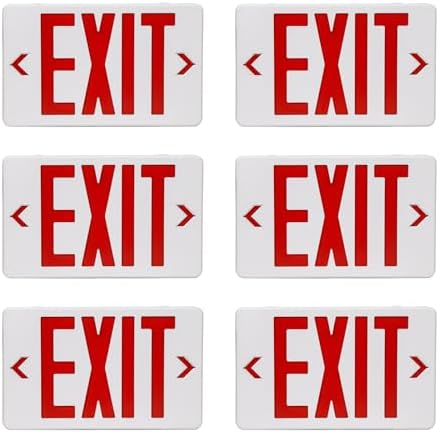 GZRUIYANG Red Exit Sign, LED Emergency Exit Light with Battery Backup, UL Listed, AC 120/277V, Exit Signs with Emergency Lights, Commercial Emergency Lights for Business - 6 Pack by GZRUIYANG