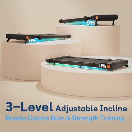 Foldable 4 in 1 Treadmill Walking Pad with Incline Remote Control Compact 3.0HP Under Desk Treadmill for Home Office Fitness 300 lbs Capacity with Handle Bar - Image 2