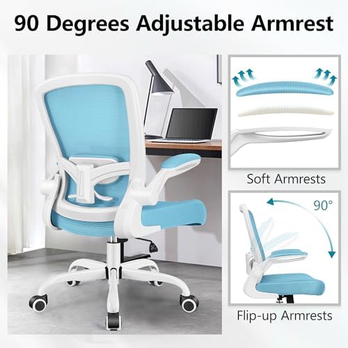 FelixKing Office Chair, Ergonomic Desk Chair Breathable Mesh Chairs Adjustable High Back Lumbar Support Flip-up Armrests, Executive Rolling Swivel Comfy Computer Chairs Home Office Blue - Image 6