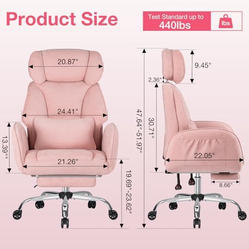 HOFFREE Criss Cross Chair with Wheels for Gaming,Reading,Working(Pink) - Image 2